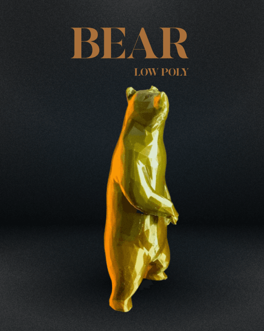 Oso Bajista — Low Poly — Figura decorativa (oso bajista)