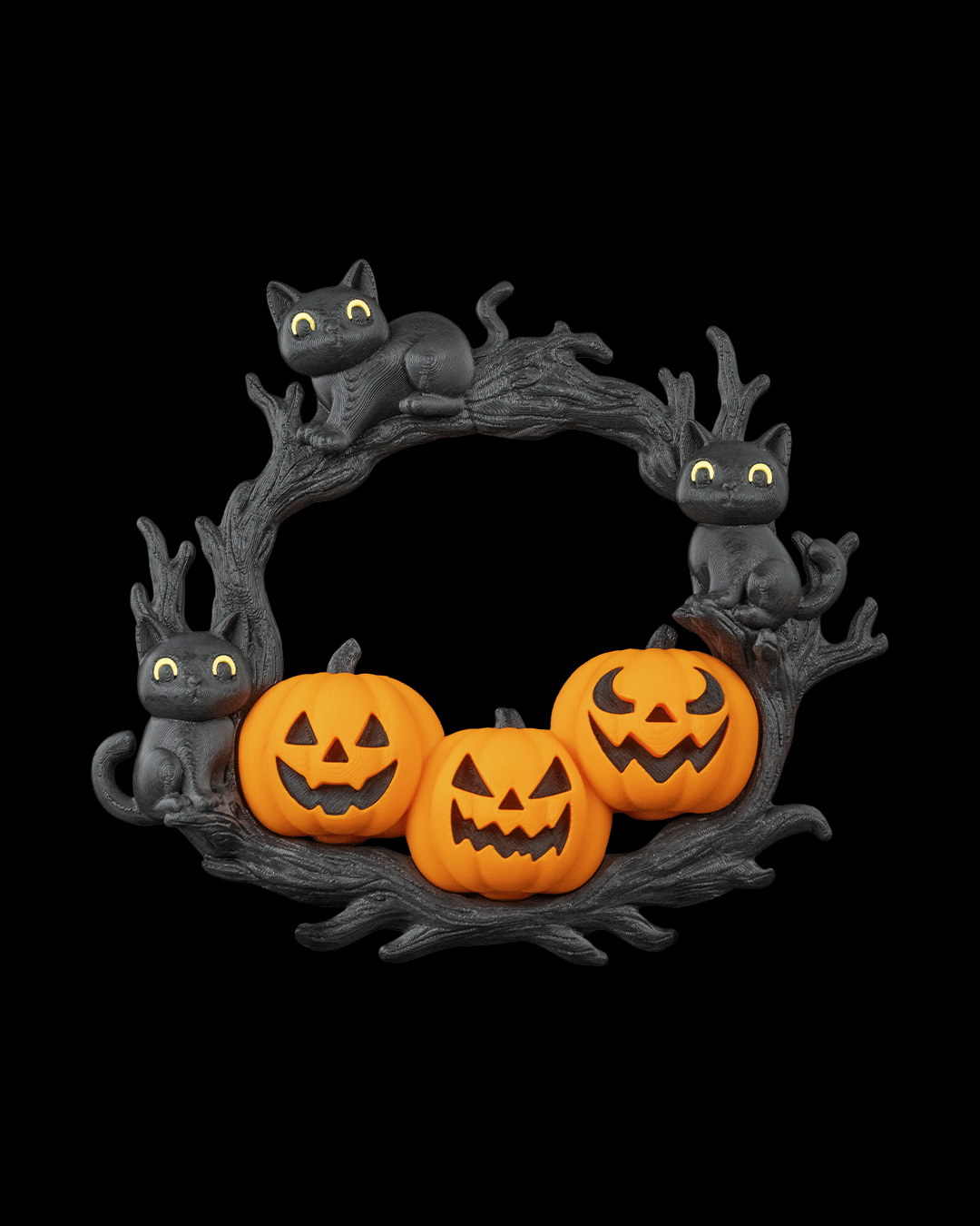 The Cozy Patch — Corona — Corona decorativa (calabazas y gatitos), impreso en 3D