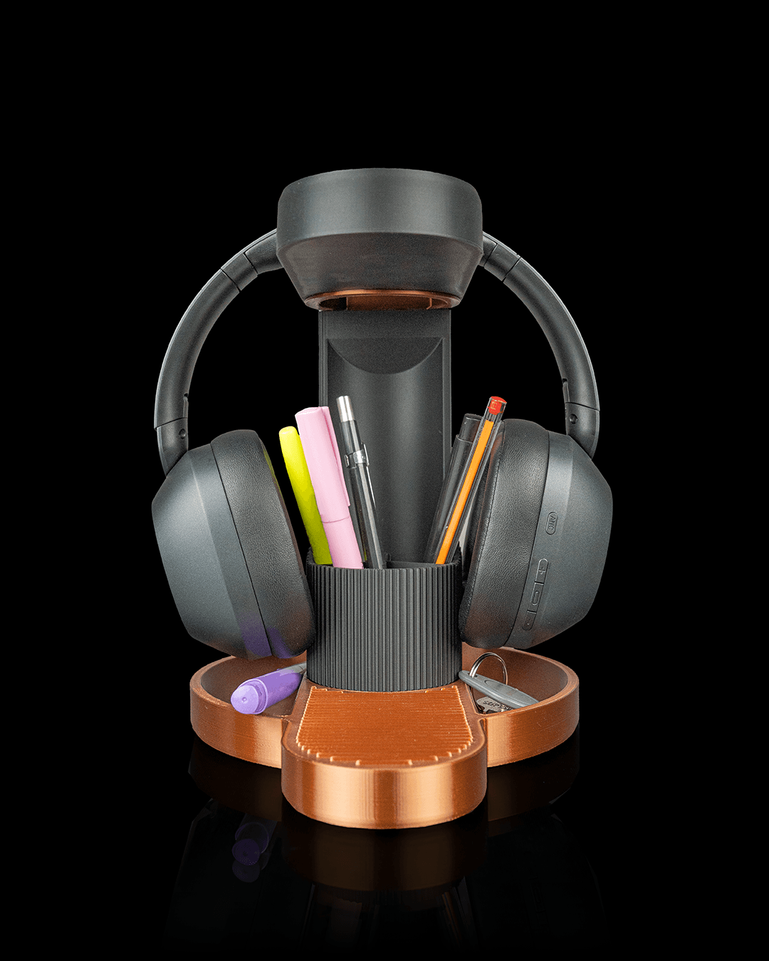 Tower Trio — Soporte de audífonos y teléfono, impreso en 3D
