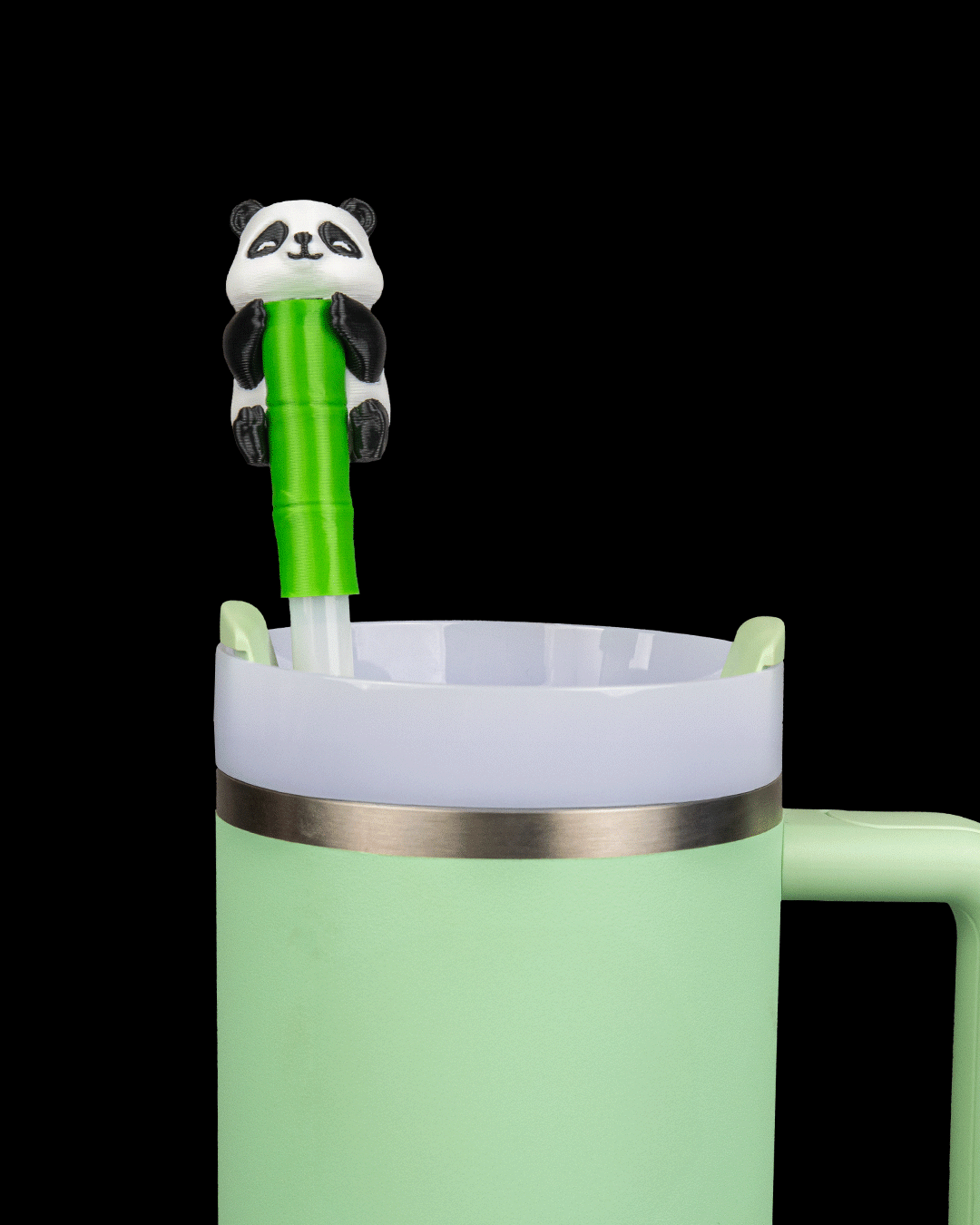 Bamboo Break — Topper de pajilla + charm (panda)